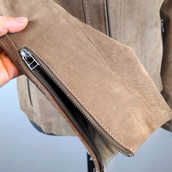 Danier suede Taupe moto jacket large - Picture 5 of 8
